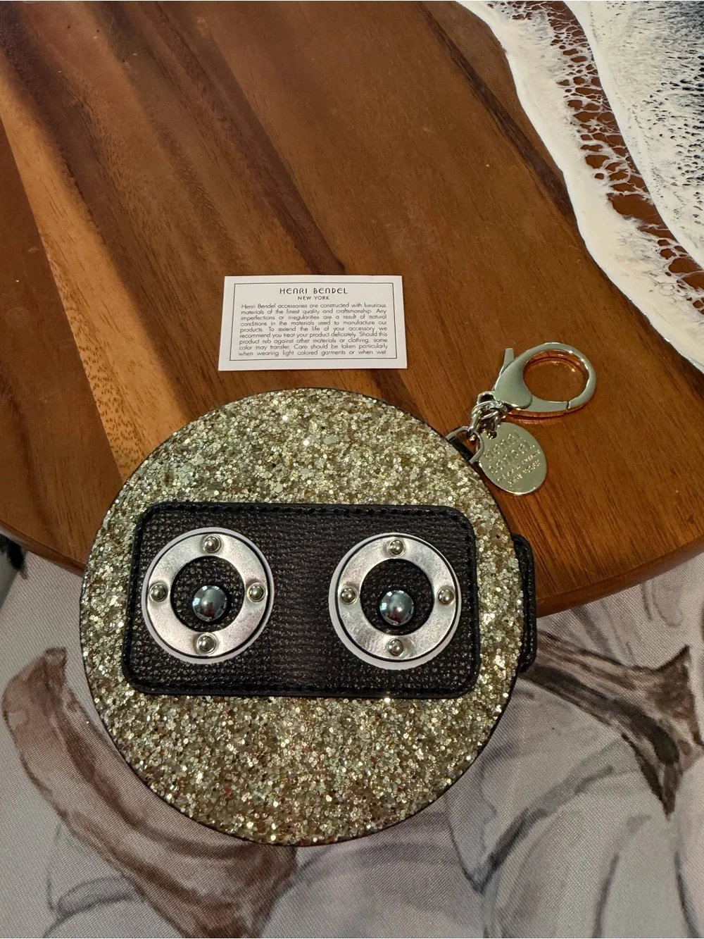 Henri Bendel Robot Gold-Tone Sparkle Coin Purse / Bag Charm NWOT